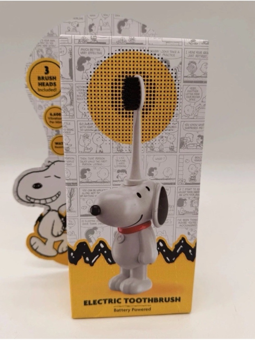 Peanuts New Snoopy Electric Toothbrush W/3 Brush Heads AAA Battery